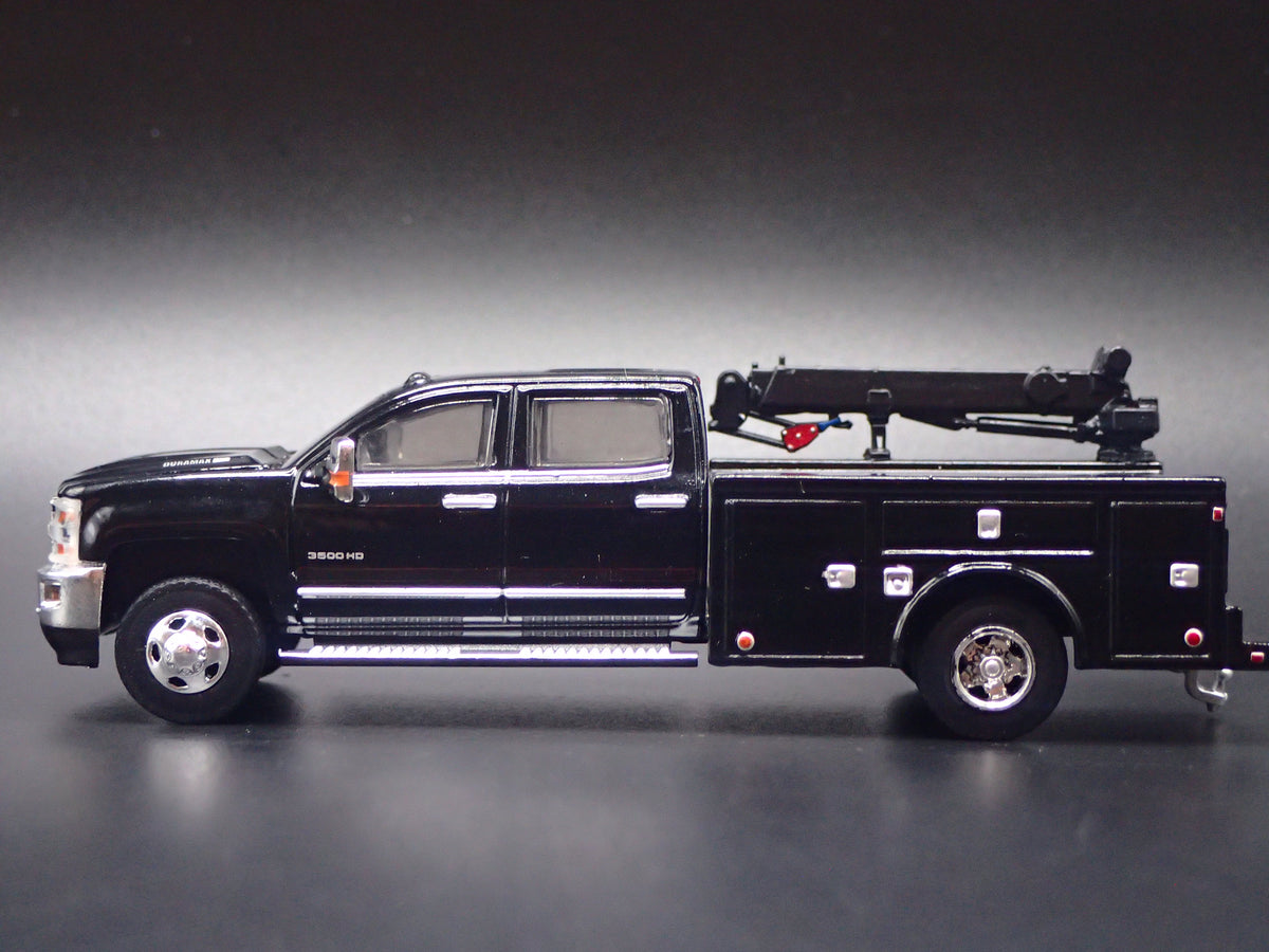 2016 16 CHEVY SILVERADO 3500 DUALLY CRANE TRUCK BLACK 1:64 SCALE DIECAST CAR