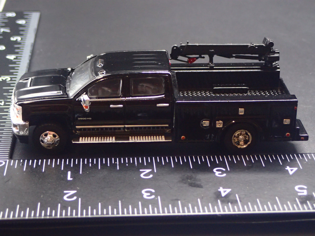2016 16 CHEVY SILVERADO 3500 DUALLY CRANE TRUCK BLACK 1:64 SCALE DIECAST CAR