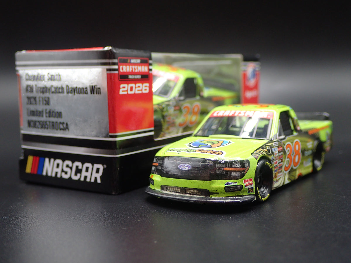 2026 FORD F150 #38 CHANDLER SMITH TROPHYCATCH WIN NASCAR TRUCK 1:64 SCALE DIECAST CAR