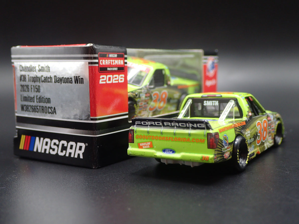 2026 FORD F150 #38 CHANDLER SMITH TROPHYCATCH WIN NASCAR TRUCK 1:64 SCALE DIECAST CAR