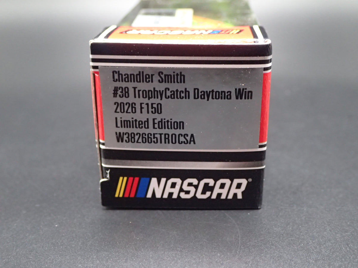 2026 FORD F150 #38 CHANDLER SMITH TROPHYCATCH WIN NASCAR TRUCK 1:64 SCALE DIECAST CAR
