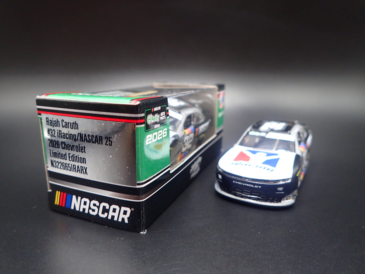 2026 CHEVROLET 32 RAJAH CARUTH iRACING 25 NASCAR 1:64 SCALE DIECAST CAR-Burning Rubber Toy Company