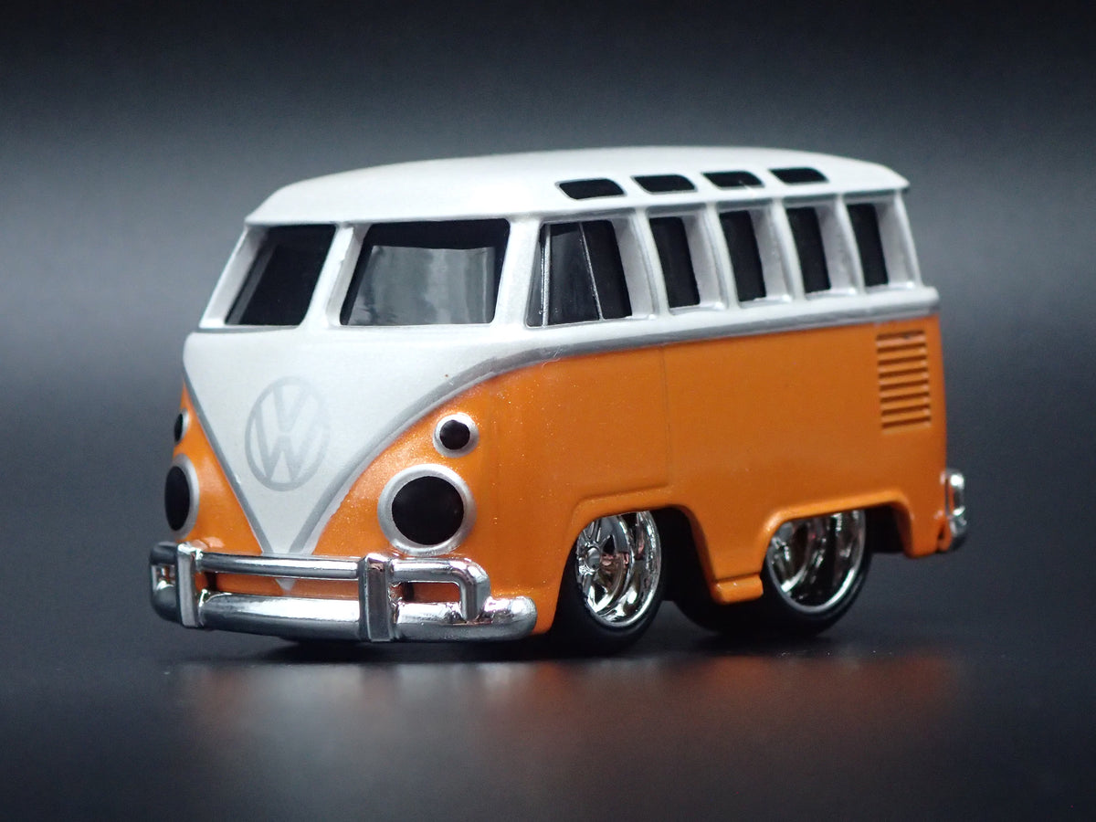 VW TYPE 2 T1 BUS CAR TUNED ORANGE 1:64 SCALE DIORAMA DIECAST MODEL CAR