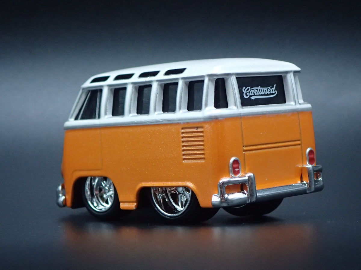 VW TYPE 2 T1 BUS CAR TUNED ORANGE 1:64 SCALE DIORAMA DIECAST MODEL CAR
