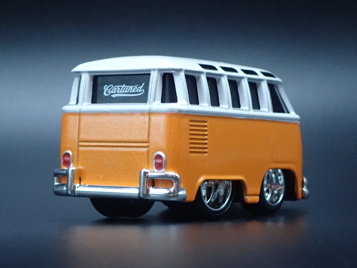 VW TYPE 2 T1 BUS CAR TUNED ORANGE 1:64 SCALE DIORAMA DIECAST MODEL CAR