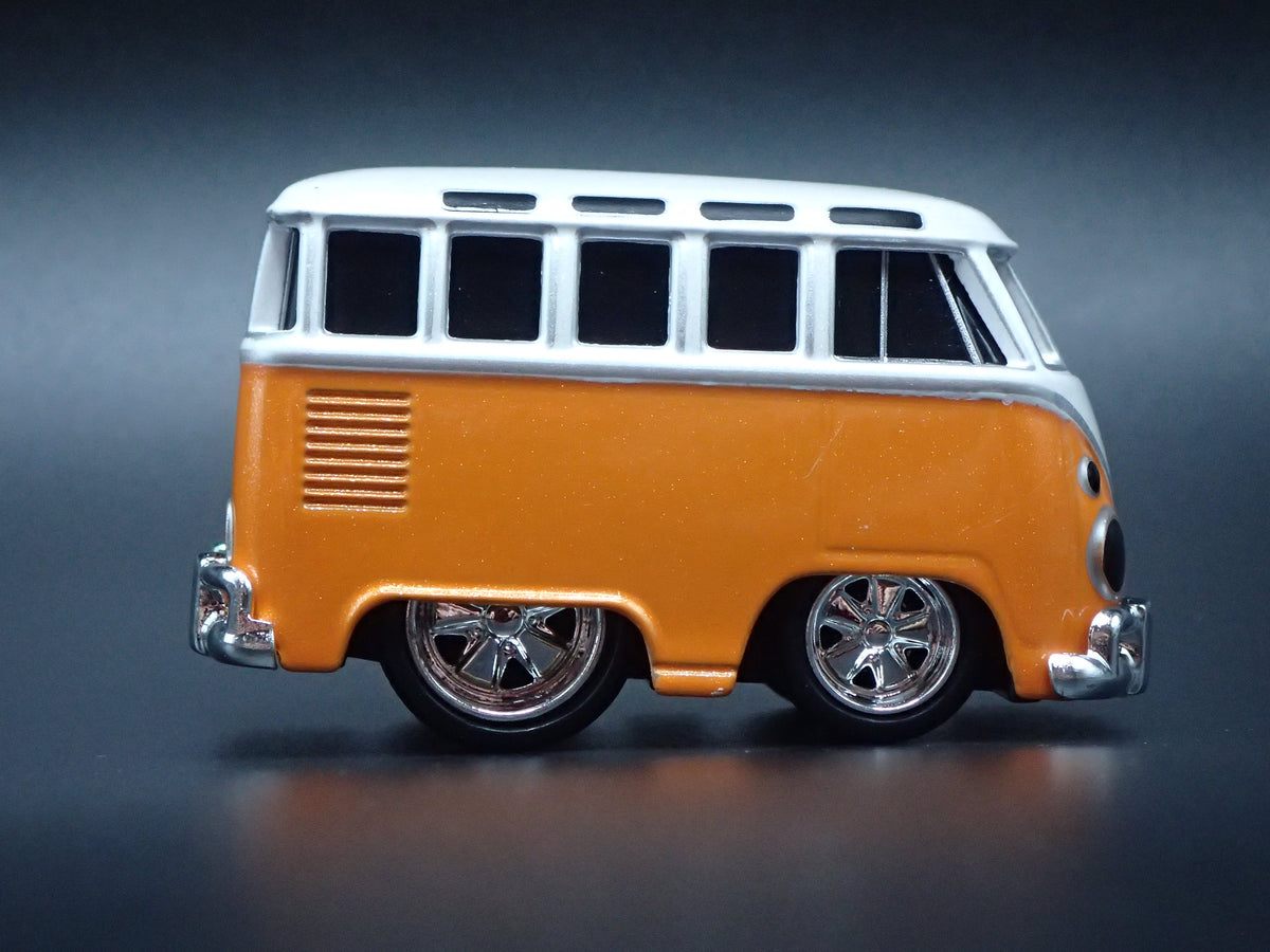 VW TYPE 2 T1 BUS CAR TUNED ORANGE 1:64 SCALE DIORAMA DIECAST MODEL CAR