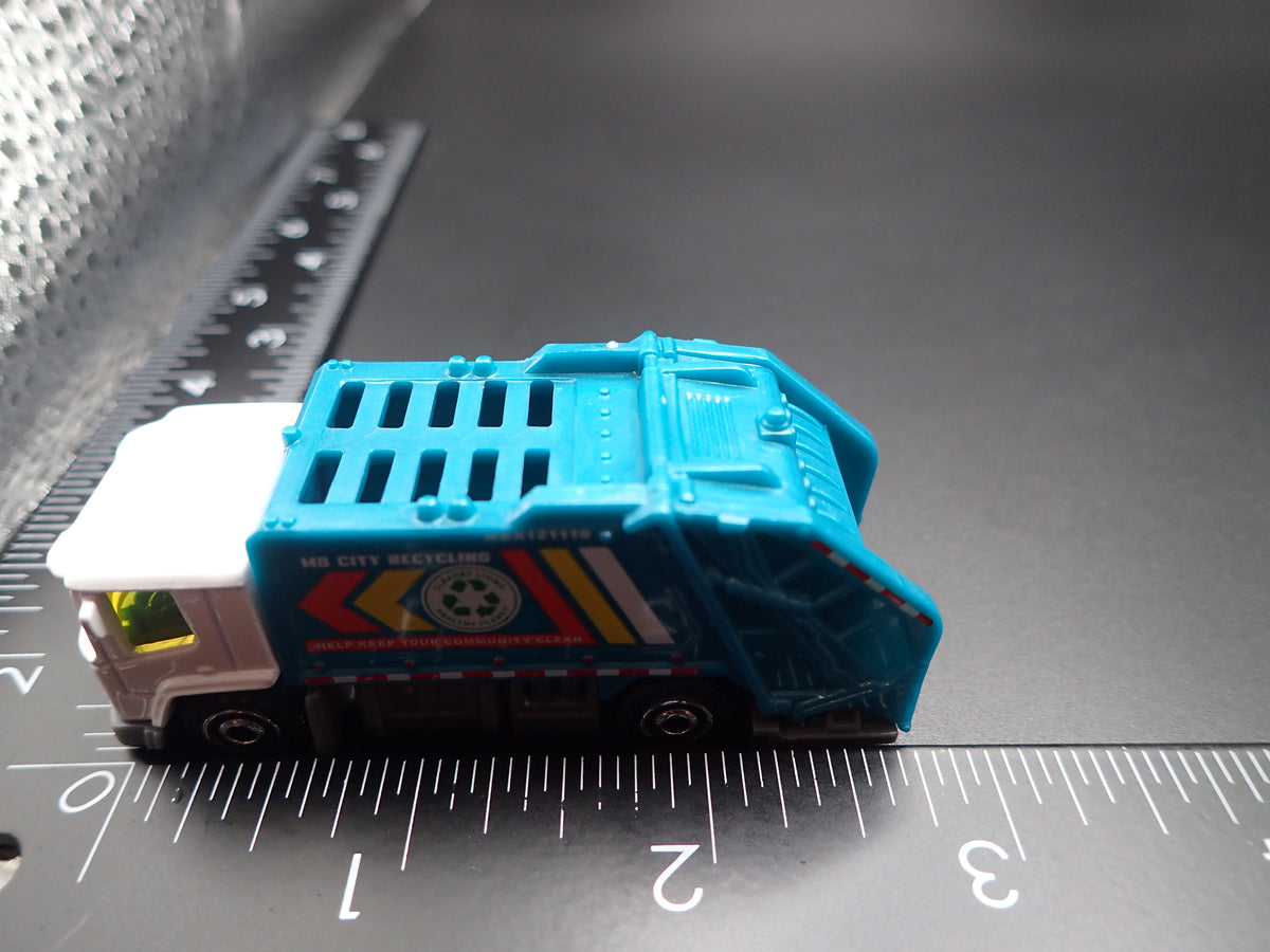 MODERN GARBAGE RECYCLING TRASH TRUCK BLUE 1/64 MB SCALE DIECAST MODEL CAR