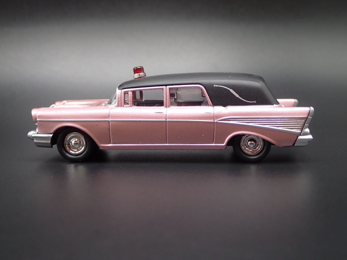 1957 57 CHEVY CHEVROLET HEARSE AMBULANCE 1:64 SCALE DIORAMA DIECAST MODEL CAR