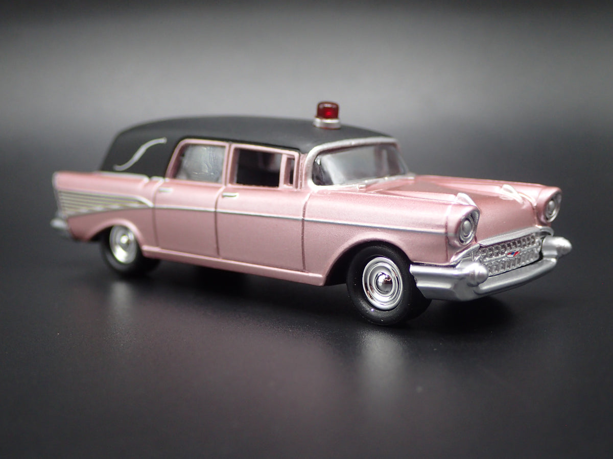 1957 57 CHEVY CHEVROLET HEARSE AMBULANCE 1:64 SCALE DIORAMA DIECAST MODEL CAR