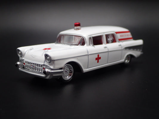 1957 57 CHEVY CHEVROLET HEARSE AMBULANCE 1:64 SCALE DIORAMA DIECAST MODEL CAR