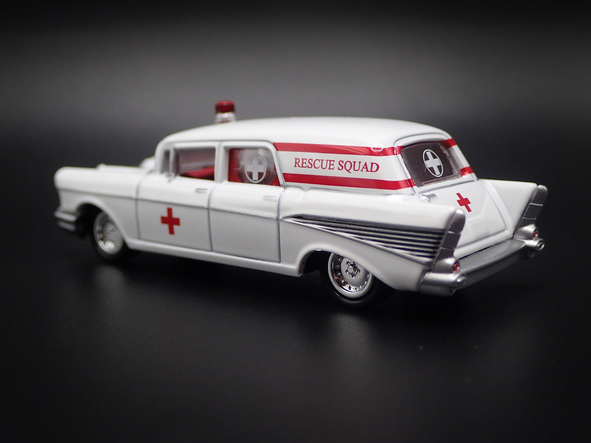 1957 57 CHEVY CHEVROLET HEARSE AMBULANCE 1:64 SCALE DIORAMA DIECAST MODEL CAR