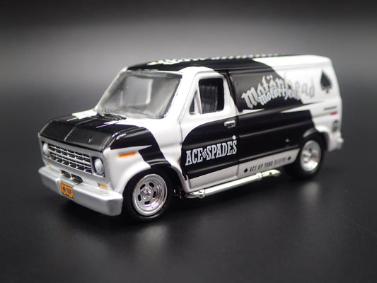 1975-1991 FORD ECONOLINE 150 VAN CLUB WAGON MOTORHEAD w HITCH 1:64 SCALE DIECAST CAR-Burning Rubber Toy Company