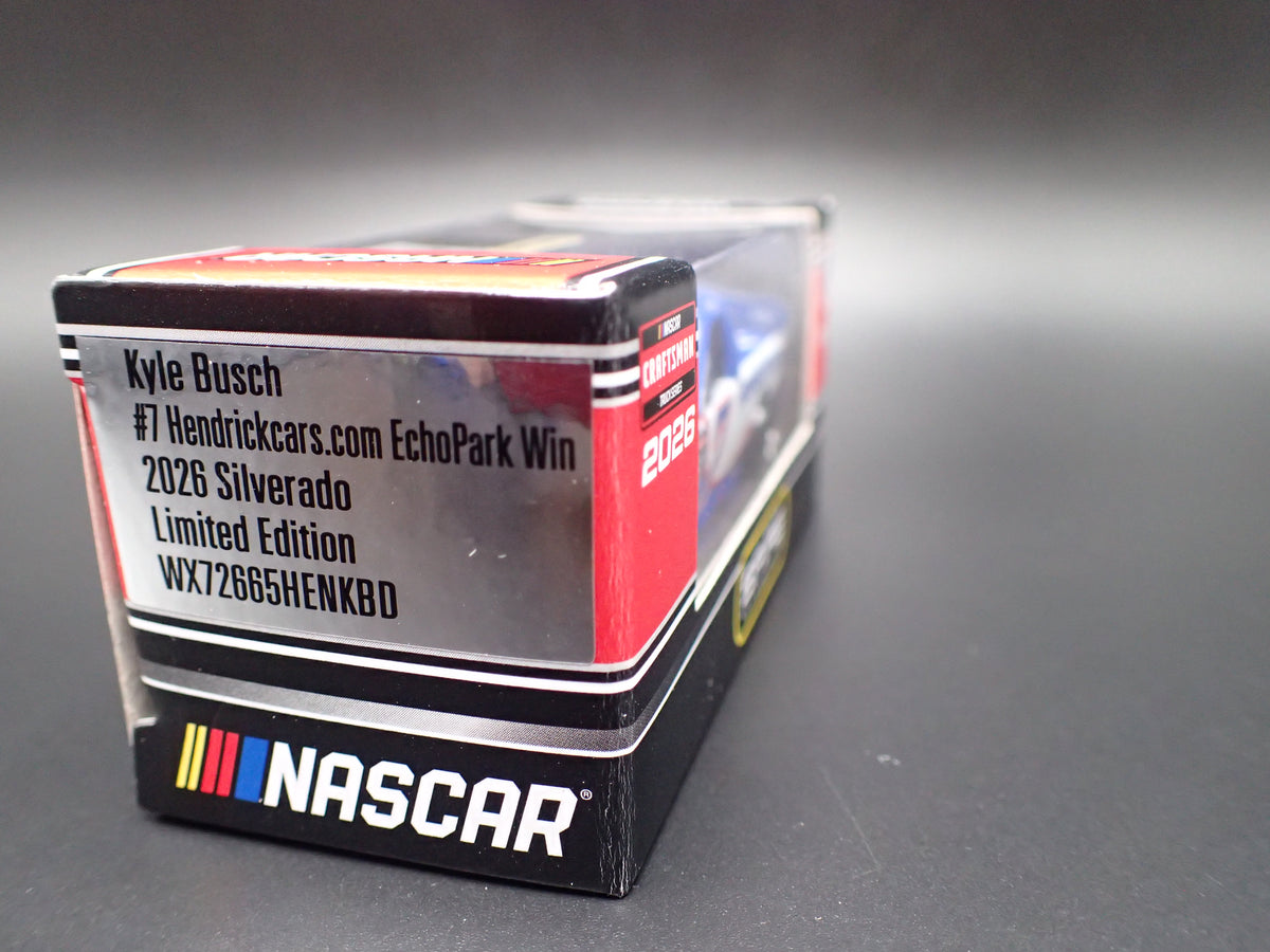 2026 CHEVY SILVERADO 7 KYLE BUSCH HENDRICKS WIN NASCAR TRUCK 1:64 DIECAST CAR