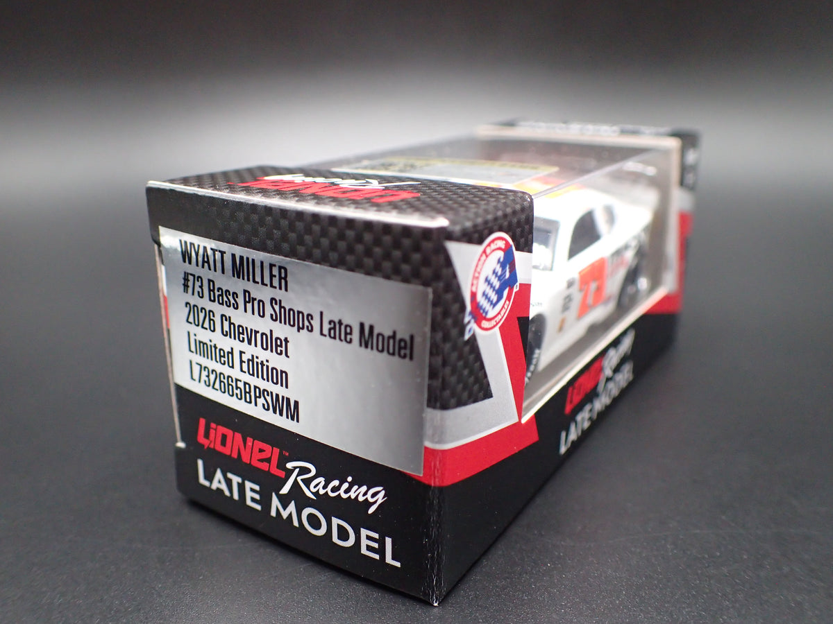 2026 26 CHEVROLET 73 WYATT MILLER BASS PRO SHOPS NASCAR 1:64 DIECAST CAR