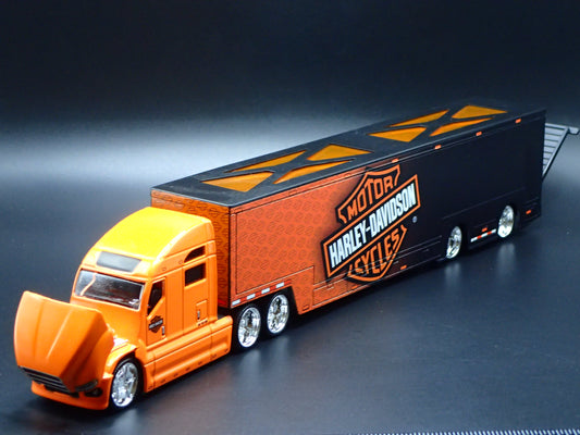 HARLEY DAVIDSON CUSTOM TRANSPORTER HAULER TRAILER 1:64 SCALE MODEL SET-Burning Rubber Toy Company