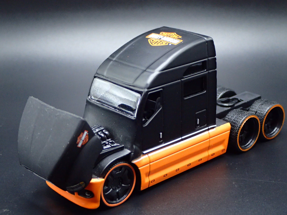 HARLEY DAVIDSON CUSTOM TRANSPORTER HAULER TRAILER 1:64 SCALE MODEL SET-Burning Rubber Toy Company