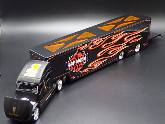 HARLEY DAVIDSON CUSTOM TRANSPORTER HAULER TRAILER 1:64 SCALE MODEL SET-Burning Rubber Toy Company