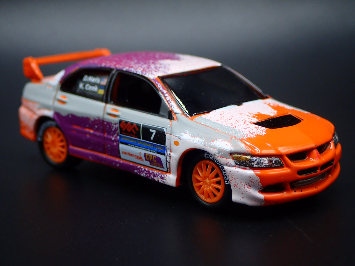 2003-2005 MITSUBISHI LANCER EVOLUTION VIII RALLY ORANGE 1:64 SCALE DIECAST MODEL CAR