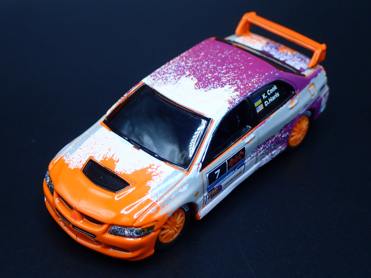 2003-2005 MITSUBISHI LANCER EVOLUTION VIII RALLY ORANGE 1:64 SCALE DIECAST MODEL CAR