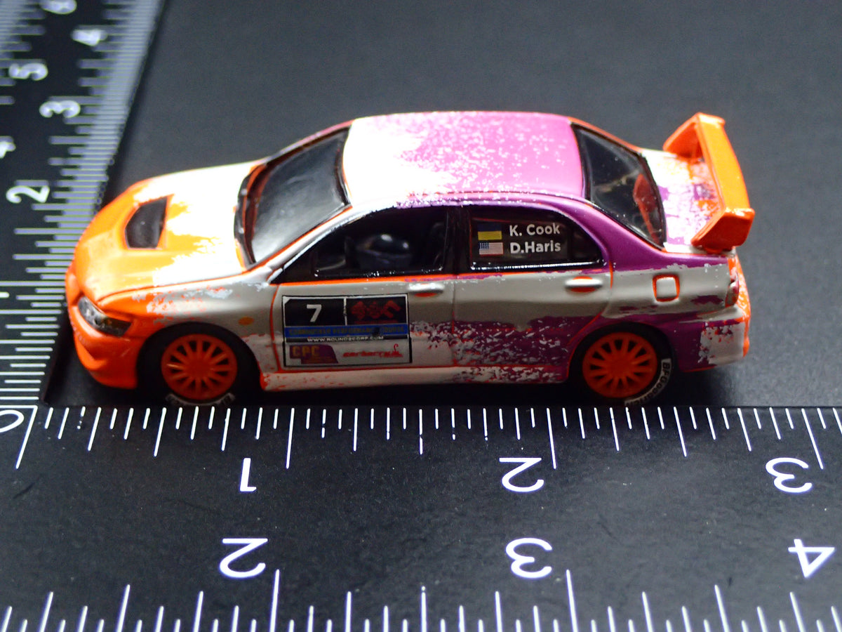 2003-2005 MITSUBISHI LANCER EVOLUTION VIII RALLY ORANGE 1:64 SCALE DIECAST MODEL CAR