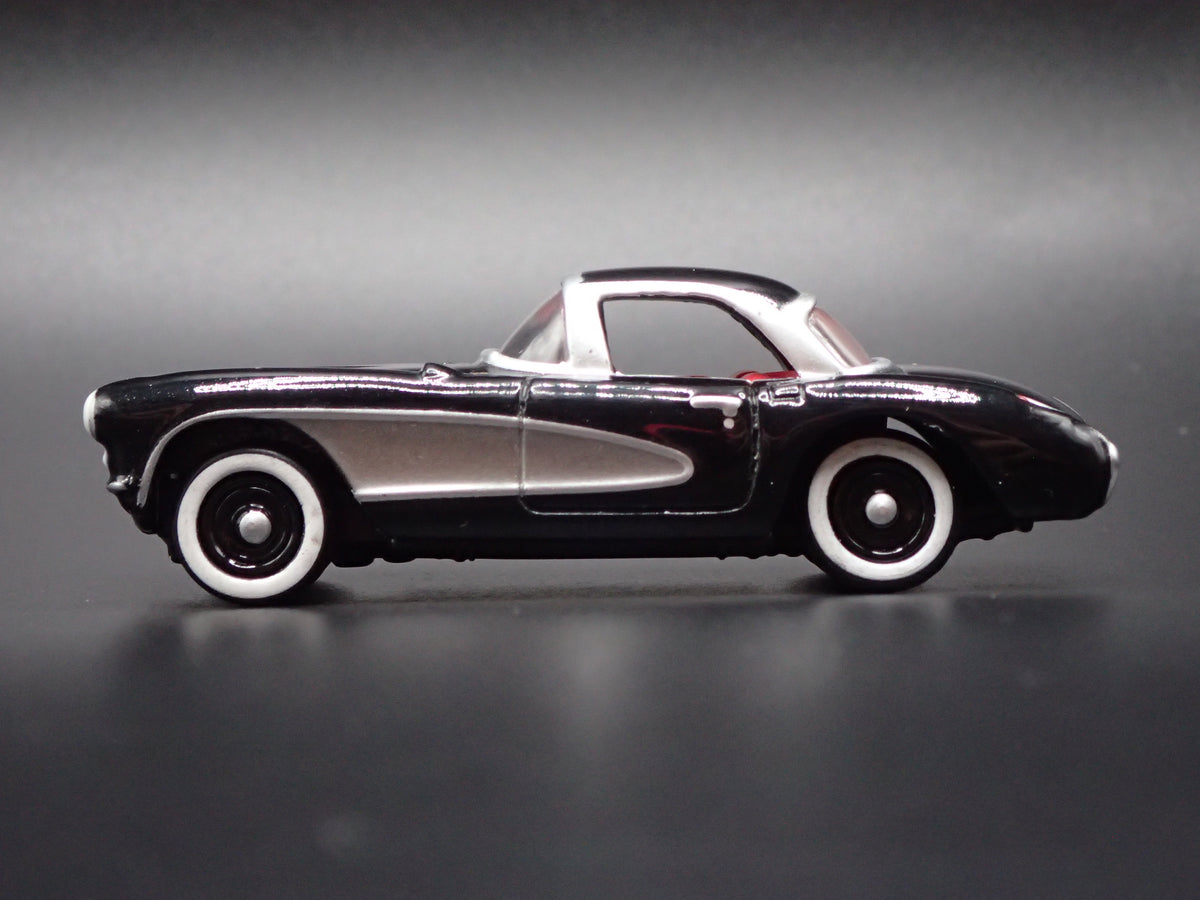 1957 57 CHEVY CHEVROLET CORVETTE BLACK 1:64 SCALE DIORAMA DIECAST MODEL CAR