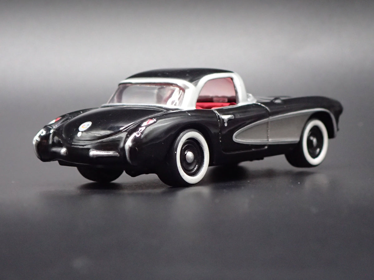 1957 57 CHEVY CHEVROLET CORVETTE BLACK 1:64 SCALE DIORAMA DIECAST MODEL CAR