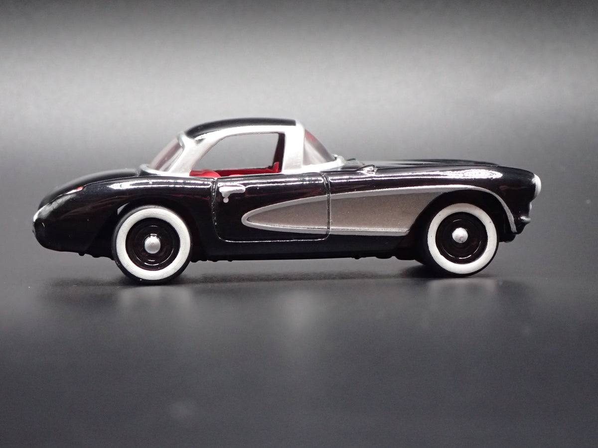 1957 57 CHEVY CHEVROLET CORVETTE BLACK 1:64 SCALE DIORAMA DIECAST MODEL CAR