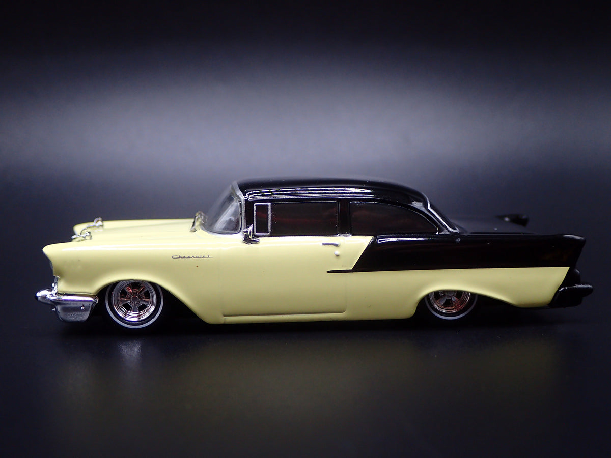 1957 57 CHEVY CHEVROLET 150 SEDAN YELLOW 1:64 SCALE DIORAMA DIECAST MODEL CAR