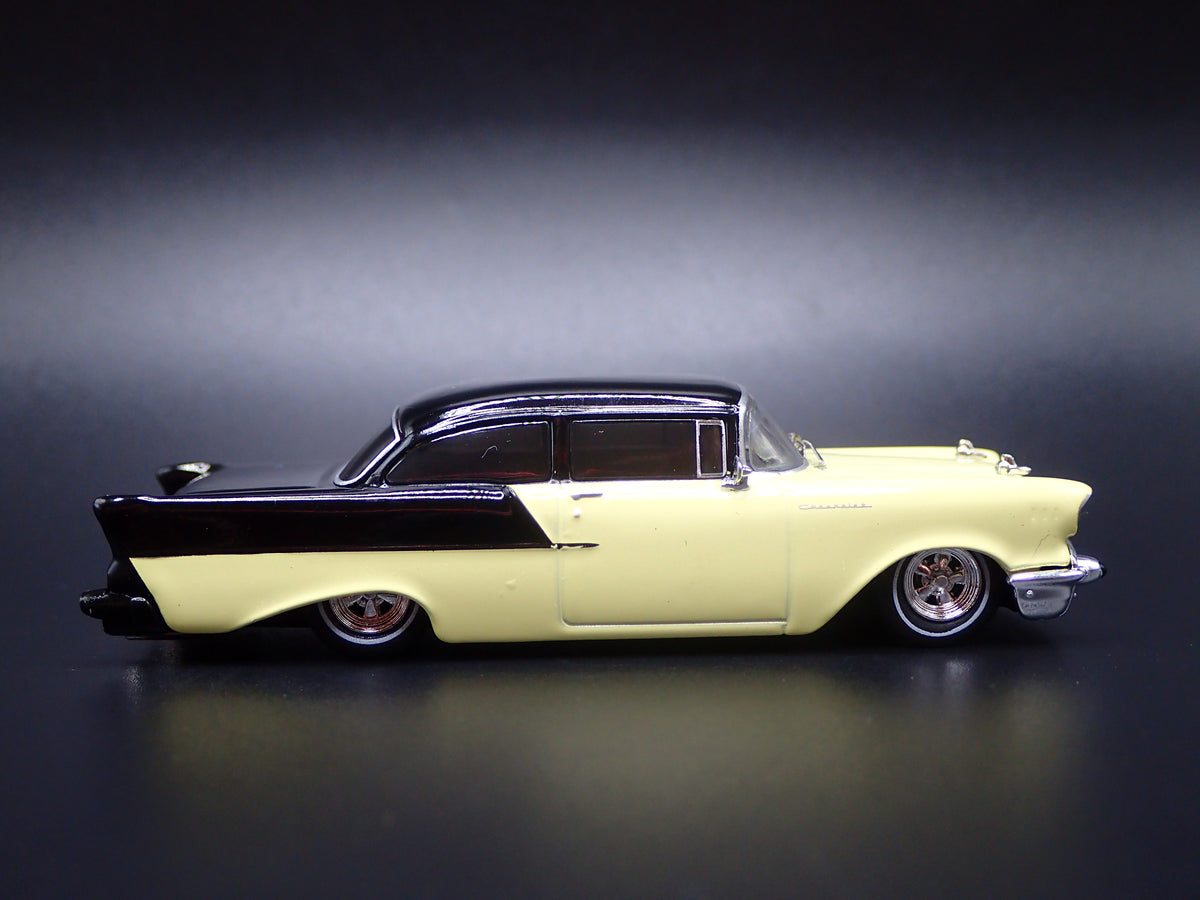 1957 57 CHEVY CHEVROLET 150 SEDAN YELLOW 1:64 SCALE DIORAMA DIECAST MODEL CAR