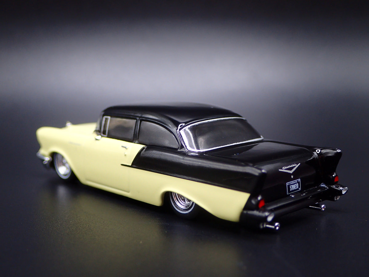 1957 57 CHEVY CHEVROLET 150 SEDAN YELLOW 1:64 SCALE DIORAMA DIECAST MODEL CAR