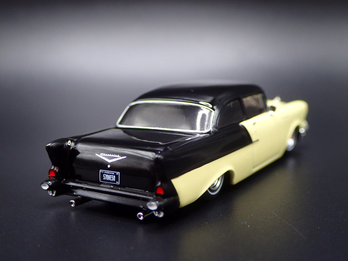 1957 57 CHEVY CHEVROLET 150 SEDAN YELLOW 1:64 SCALE DIORAMA DIECAST MODEL CAR