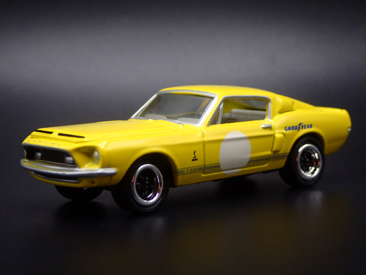 1968 68 FORD MUSTANG SHELBY GT500 YELLOW 1/64 SCALE DIORAMA DIECAST MODEL CAR-Burning Rubber Toy Company