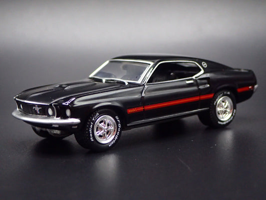 1969 69 FORD MUSTANG MACH 1 FASTBACK BLACK 1/64 SCALE DIECAST MODEL CAR-Burning Rubber Toy Company