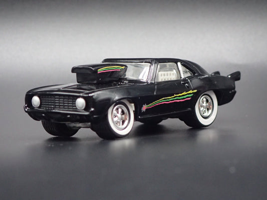 1969 CHEVY CHEVROLET CAMARO PRO STREET BLACK 1:64 SCALE DIORAMA DIECAST MODEL CAR-Burning Rubber Toy Company