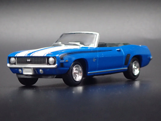 1969 69 CHEVY CHEVROLET CAMARO SS CONVERTIBLE BLUE 1/64 SCALE DIECAST MODEL CAR-Burning Rubber Toy Company