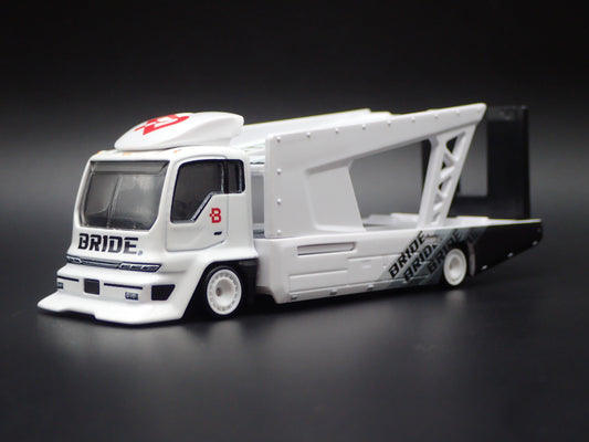 MODERN FLATBED CAR HAULER TRUCK WHITE 1/64 SCALE DIECAST MODEL