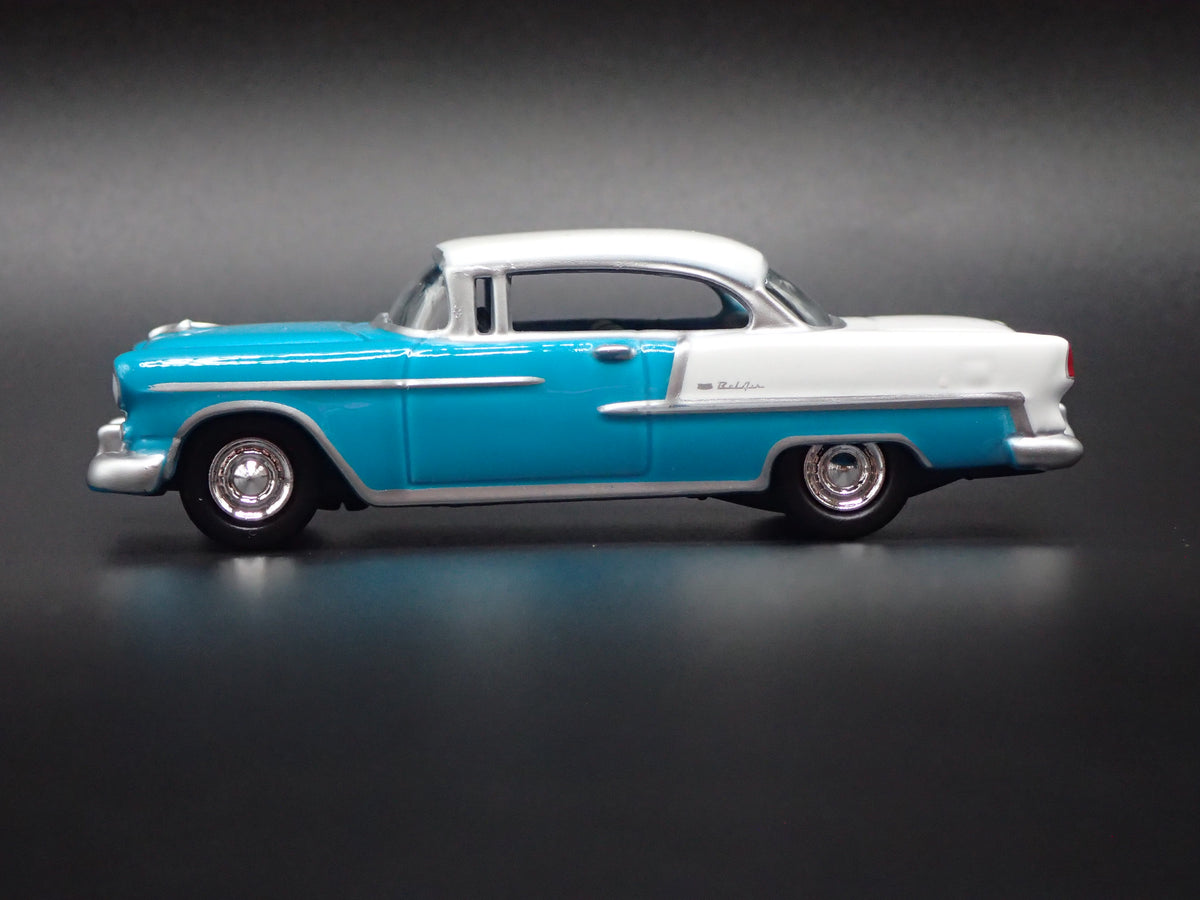 1955 55 CHEVY CHEVROLET BEL AIR TEAL 1:64 SCALE DIORAMA DIECAST MODEL CAR