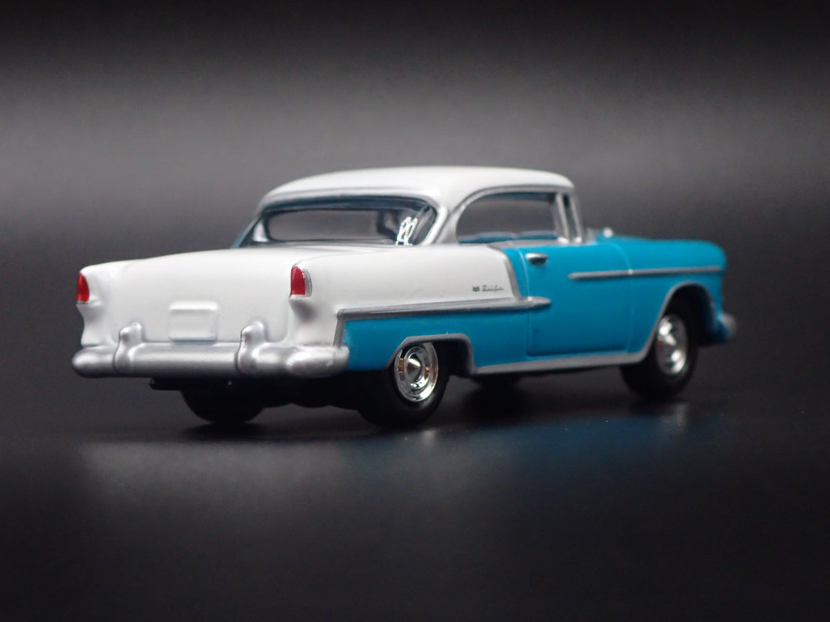 1955 55 CHEVY CHEVROLET BEL AIR TEAL 1:64 SCALE DIORAMA DIECAST MODEL CAR