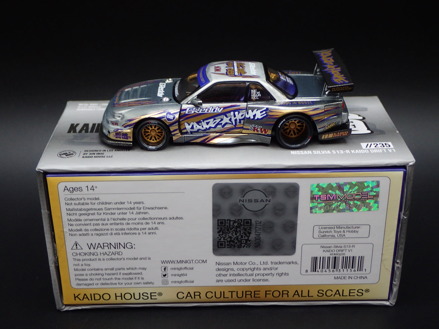 2026 KAIDO DRIFT NISSAN SILVIA S13-R V1 #235 RAW CHASE 1/64 SCALE DIECAST MODEL CAR