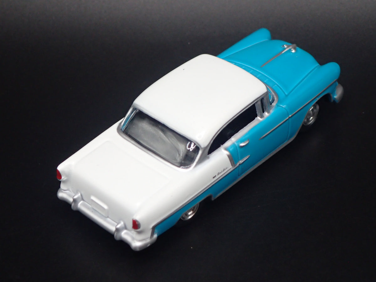 1955 55 CHEVY CHEVROLET BEL AIR TEAL 1:64 SCALE DIORAMA DIECAST MODEL CAR