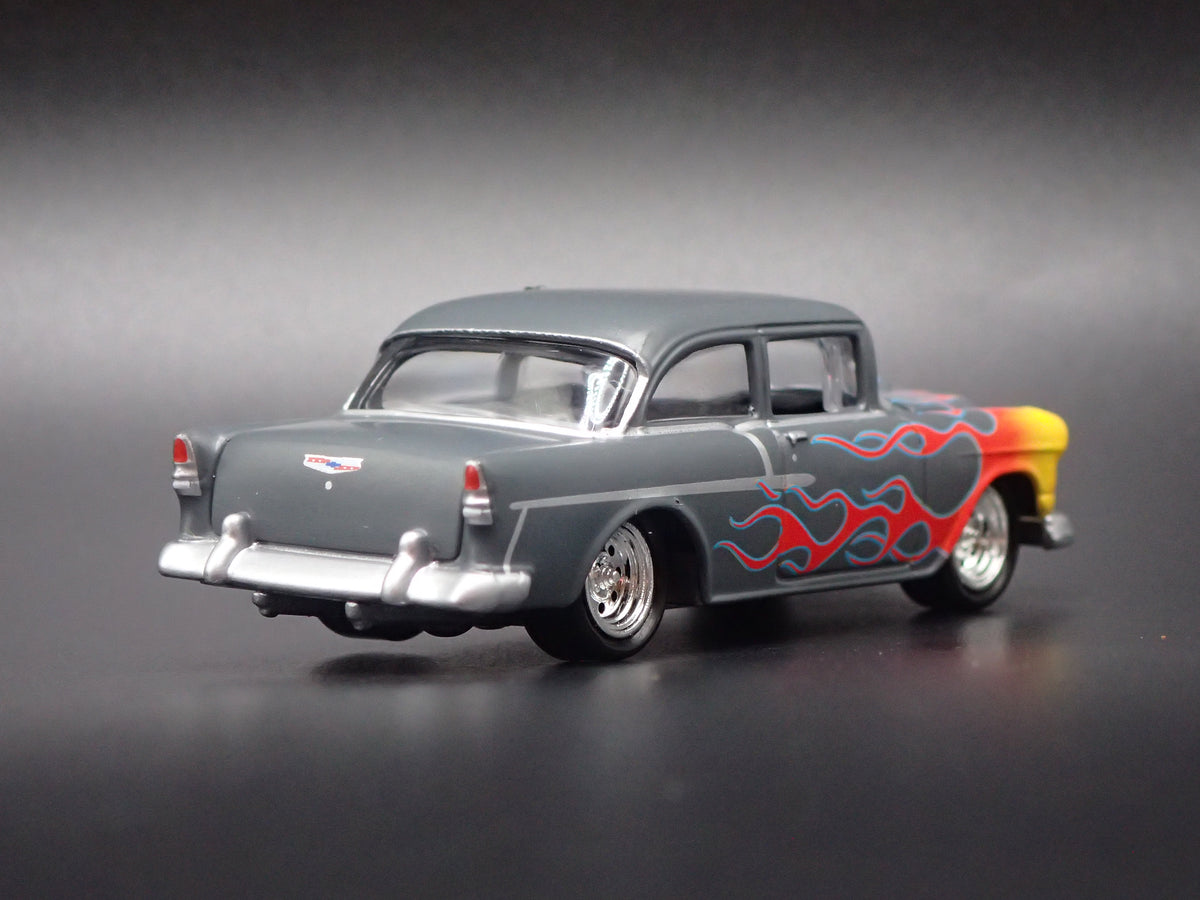 1955 55 CHEVY CHEVROLET BEL AIR GRAY 1:64 SCALE DIORAMA DIECAST MODEL CAR