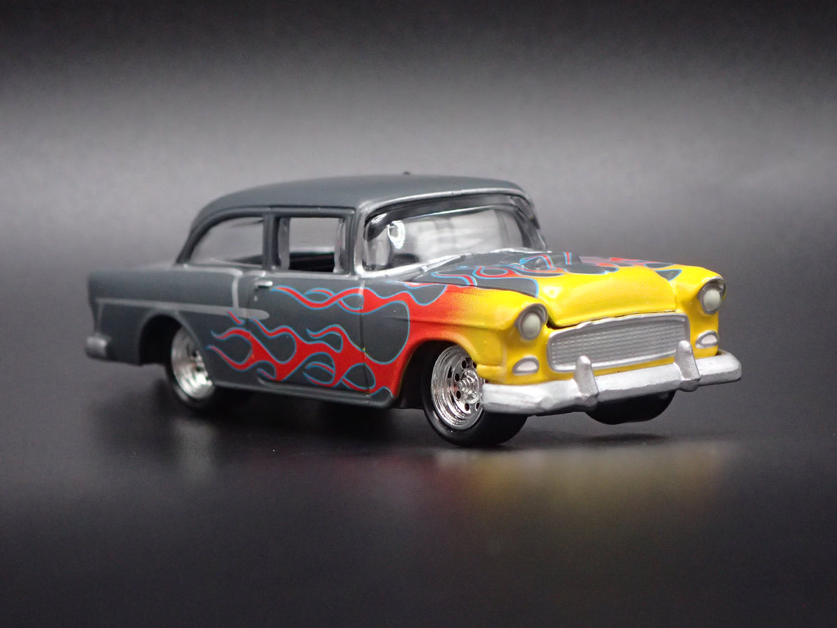 1955 55 CHEVY CHEVROLET BEL AIR GRAY 1:64 SCALE DIORAMA DIECAST MODEL CAR