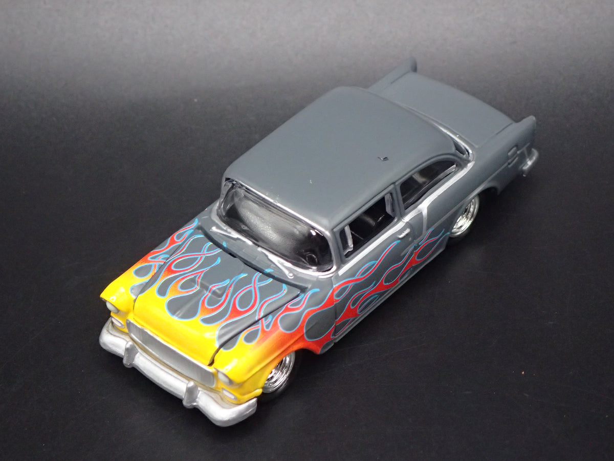 1955 55 CHEVY CHEVROLET BEL AIR GRAY 1:64 SCALE DIORAMA DIECAST MODEL CAR