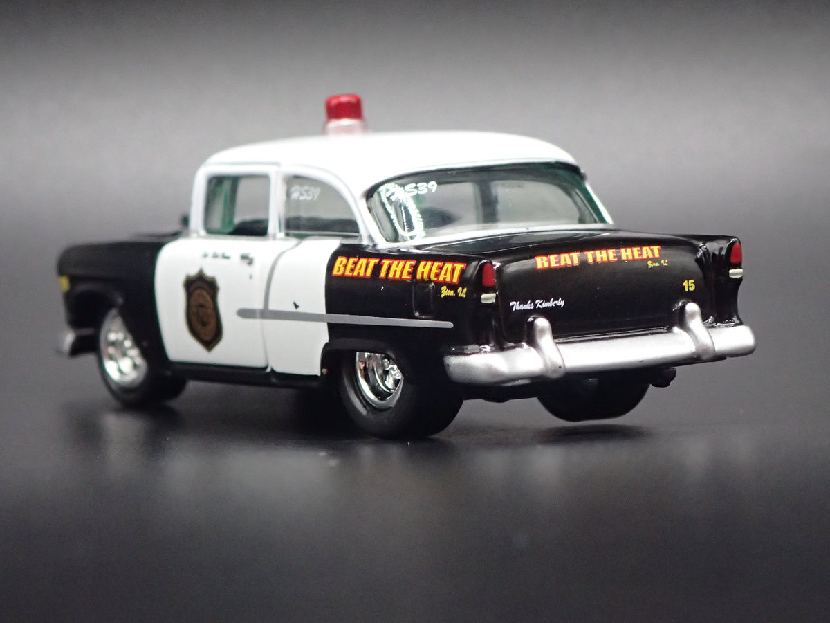 1955 55 CHEVY CHEVROLET BEL AIR POLICE 1:64 SCALE DIORAMA DIECAST MODEL CAR