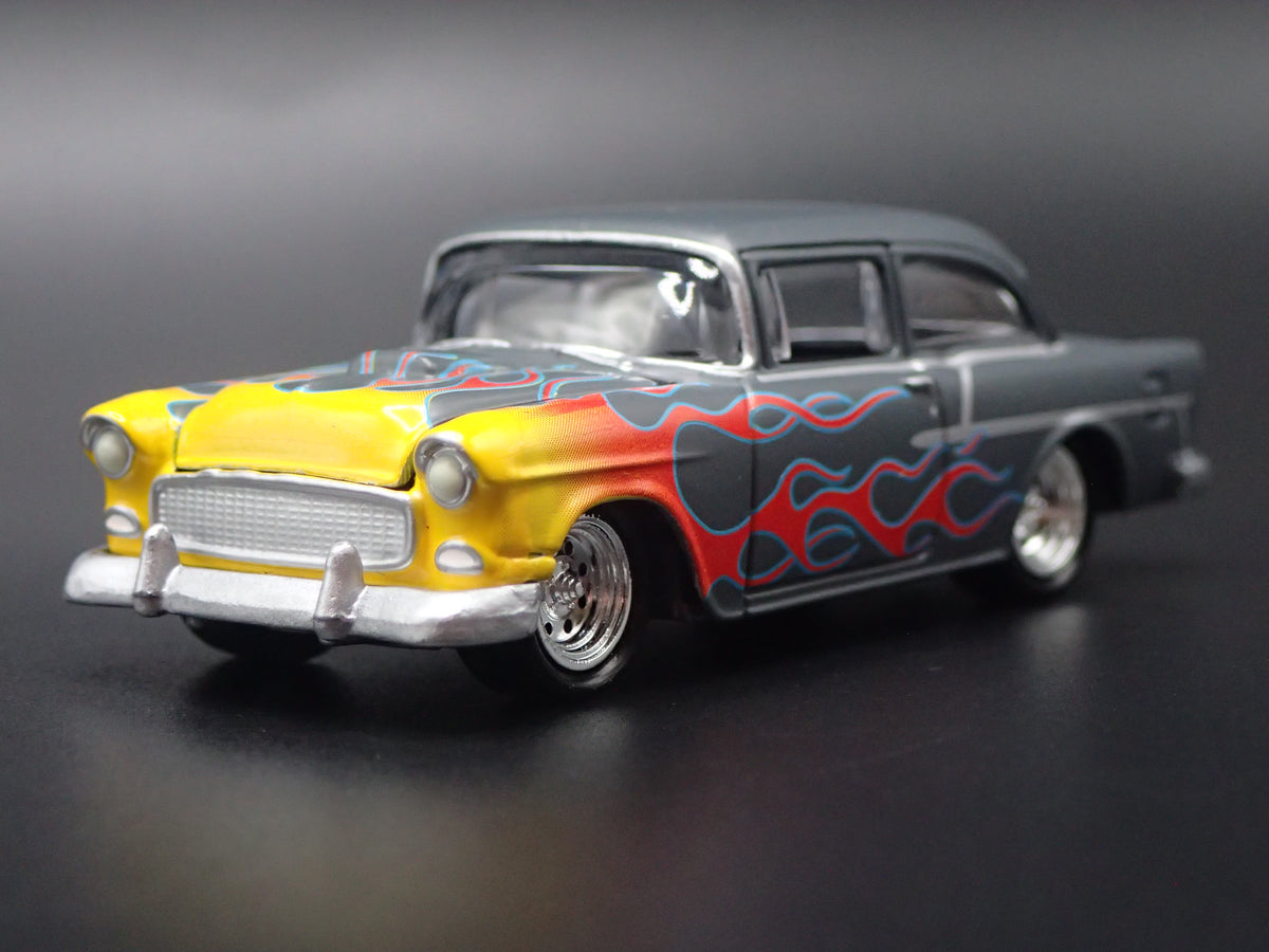 1955 55 CHEVY CHEVROLET BEL AIR GRAY 1:64 SCALE DIORAMA DIECAST MODEL CAR