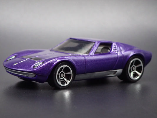 1976-1973 LAMBORGHINI MIURA SV PURPLE 1:64 SCALE COLLECTIBLE DIECAST MODEL CAR-Burning Rubber Toy Company