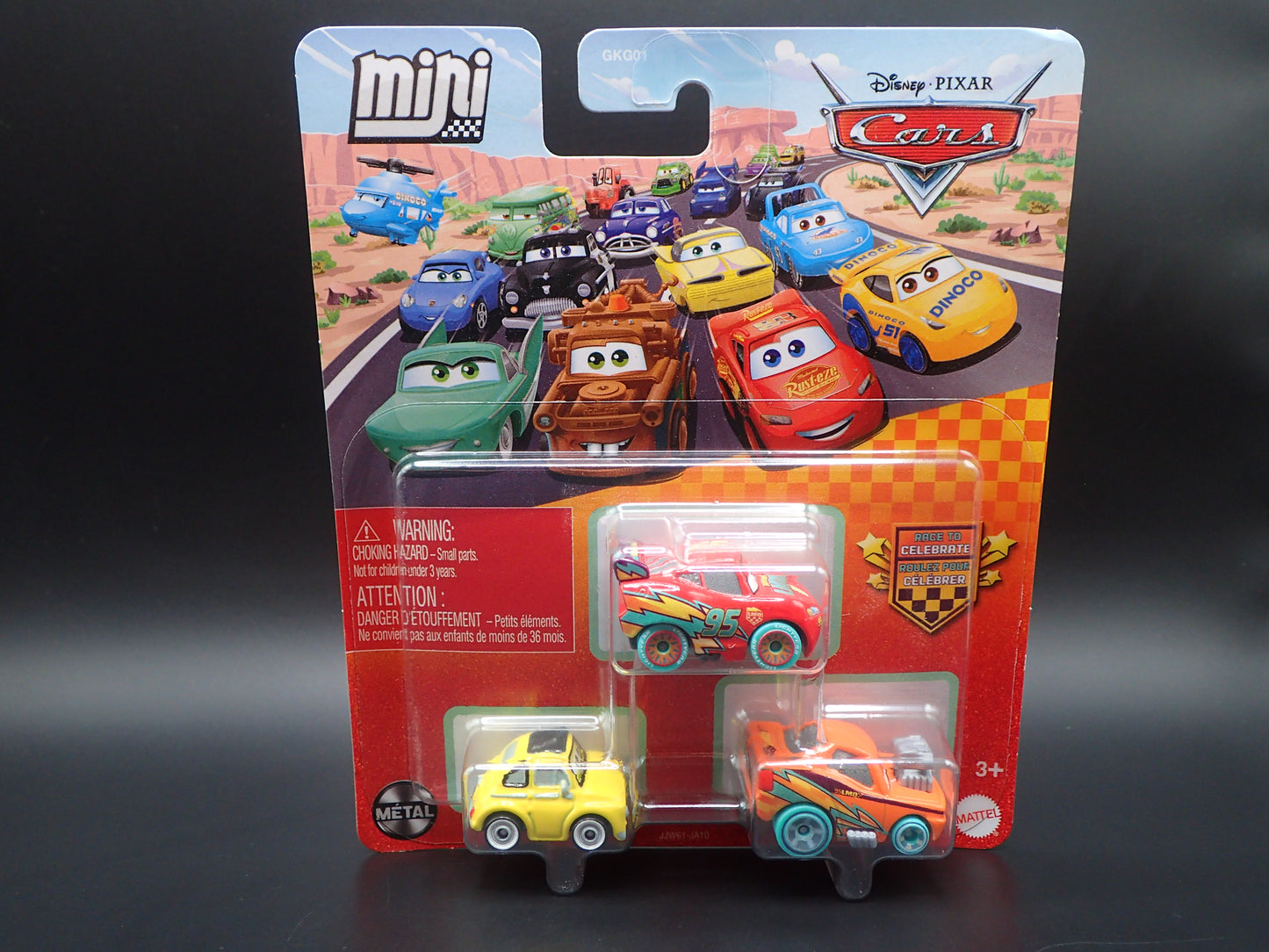 2026 DISNEY PIXAR CARS MINI RACERS 3 PACK MCQUEEN, LUIGI, SNOT ROD CELEBRATE