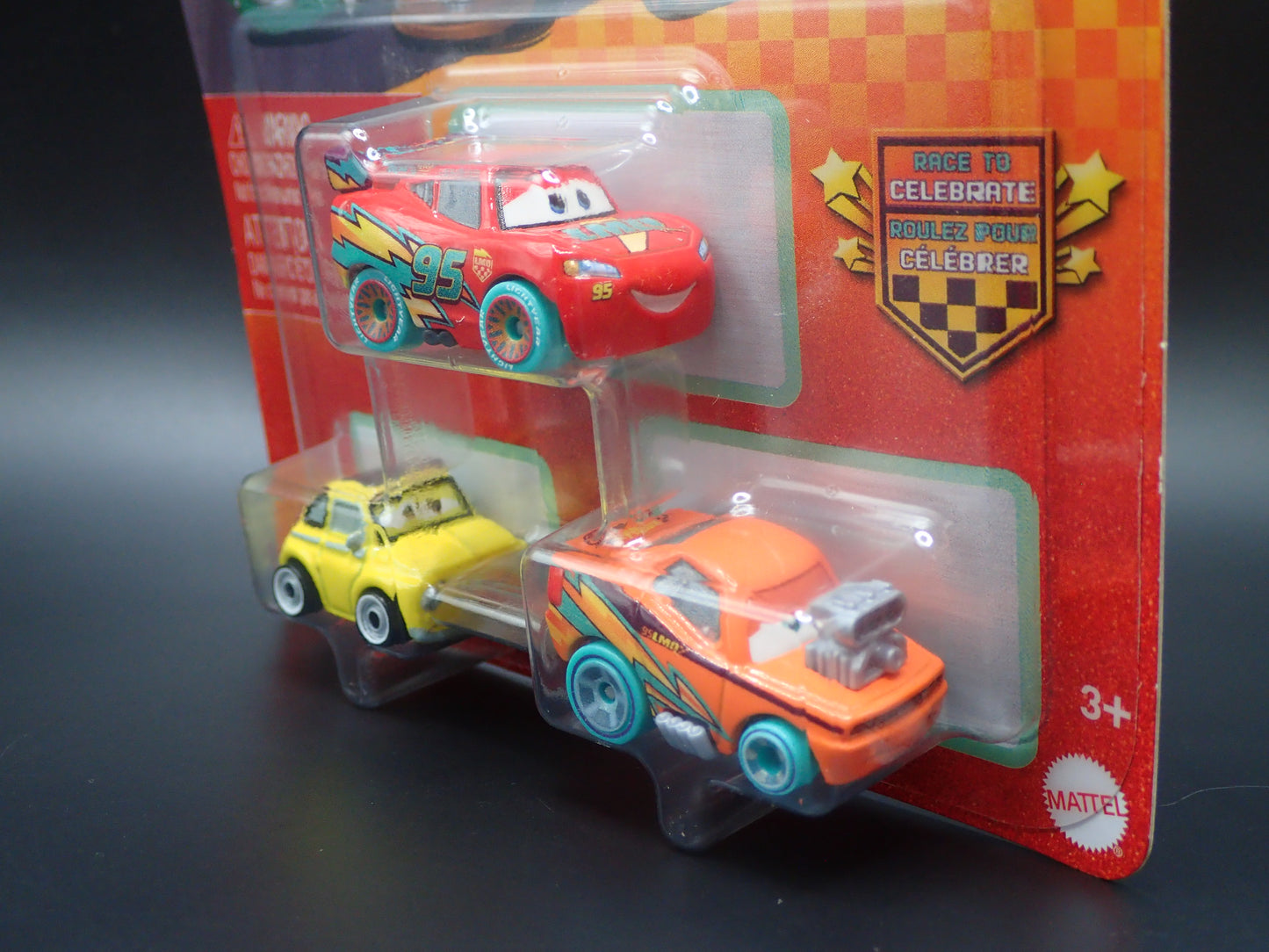 2026 DISNEY PIXAR CARS MINI RACERS 3 PACK MCQUEEN, LUIGI, SNOT ROD CELEBRATE