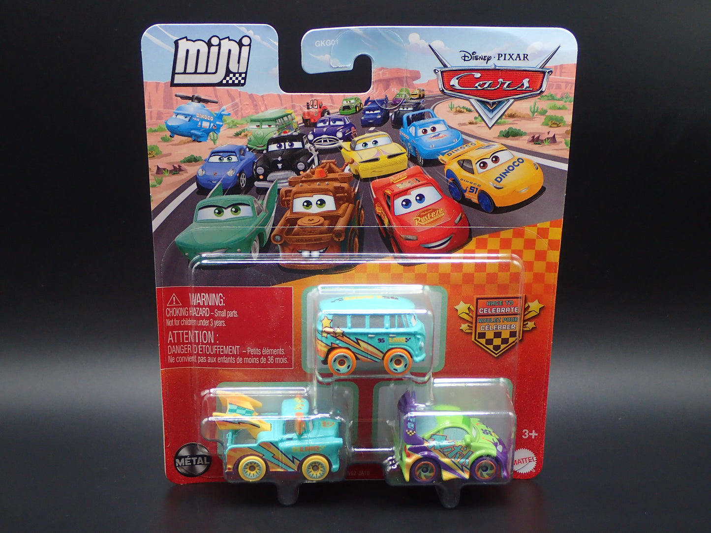 2026 DISNEY PIXAR CARS MINI RACERS 3 PACK FILLMORE, MATER, WINGO CELEBRATE