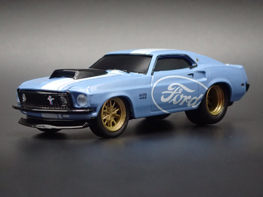 1969 69 FORD MUSTANG BOSS 429 FASTBACK BLUE 1/64 SCALE DIORAMA DIECAST MODEL CAR